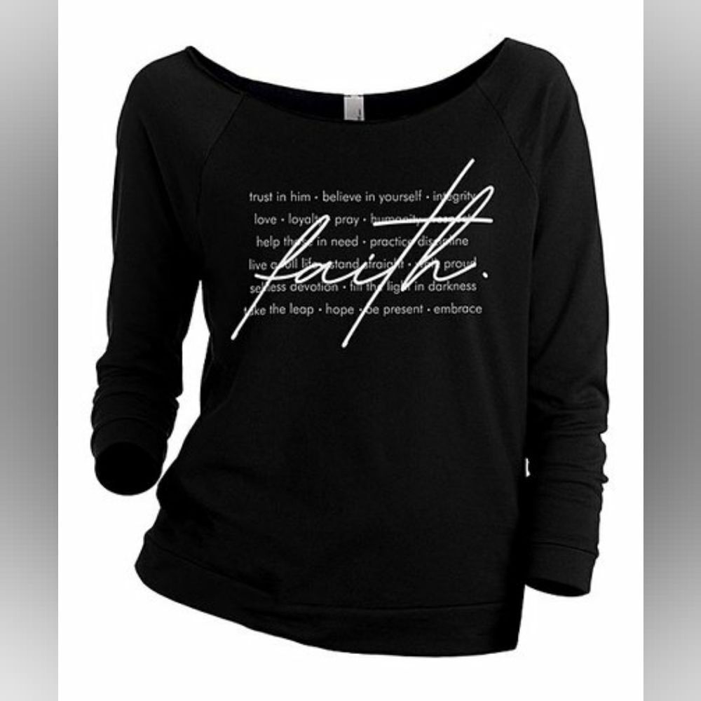 Thread Tank 'Faith' Three-Quarter Sleeve Slouchy Pullover sz XXL